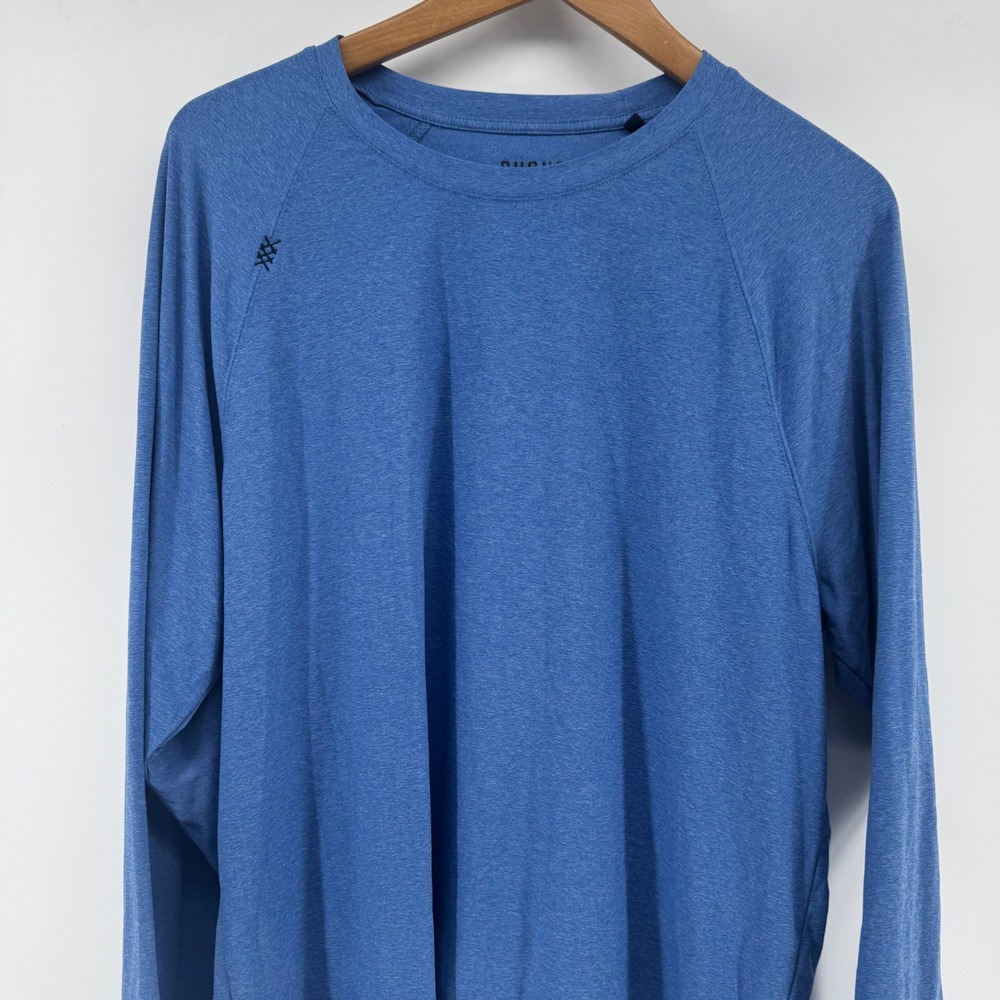 Rhone Reign Long Sleeve Training Shirt Mens L Blue Heathered Raglan Crew Neck